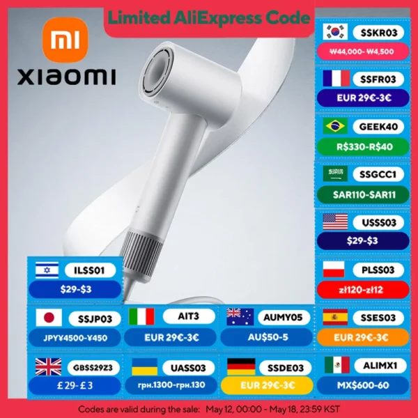 XIAOMI MIJIA H501 SE مجفف شعر عالي السرعة 62 متر/الثانية سرعة الرياح الأيونات السالبة العناية بالشعر 110,000 دورة في الدقيقة إصدار جاف احترافي 220 فولت CN